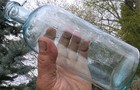 Antique Aqua Glass Medicine Apothecary Utility Bottle Bubbles Whittle Marks 9 