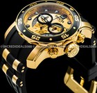 Invicta Mens Pro Diver Scuba Chronograph 18k Plate Dial Strap Elegant Gold Watch