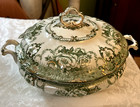 Antique C1840 Flow Green Ridgeway Roxbury Dinner Lg 12x9 5x6  Soup Tureen   Lid