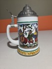 Vintage West German Original Bmf Bierseidel Beer Stein With Pewter Lid