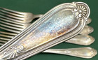 5 Pc New Haven Rr Silverplated Dinner Forks Reed   Barton - Railroad Flatware