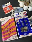 Vintage Sewing Notions Lot  34 Thread Spools needle Packs snaps   Hooks
