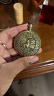 Full Hunter Pocket Watch Hinged Cover Yellow Gold Tone White Roman Dial