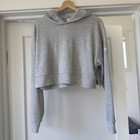 Alo Yoga Muse Ribbed Cropped Hoodie In A Heather Gray Color Size Small