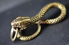 Chinese Collection Old Asian Brass Copper Snake Pendant
