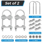 Double Antenna Mast Clamp  Antenna Mount Bracket Kit V Jaw Block With U Bolts   