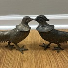 Vintage Brass Pheasant Birds Figurine Pair Metal Home Decor Detailed Tails
