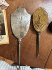 Antique Sterling Silver Vanity Mirror And Brush Set Monogrammed   925 