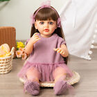 Long Hair 55cm Reborn Dolls Lovely Girls Doll Toddler Straight Brown Wig Doll