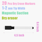 20 Pcs Black Magnetic Dry Erase Markers With Eraser Cap  Mini White Board Marker