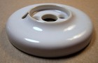 Victorian Reclaimed White Porcelain Door Knob Back Plate Privacy Lock Escutcheon