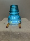 3 Vintage Hemingray No 40 Aqua Blue green Glass Insulator Part Of Estate