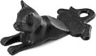 Qwork Iron Door Stopper  Decorative Vintage Anti-rust Cat  Antique Black