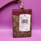 Nwt Coach Lanyard Id Card Holder F63274 Khaki cherry