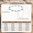 Western Metal Concho Belt  Women Waist Chain Belt  Solid Oval  Silver Tone