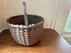 Antique 1800 s Medium Oak Splint Split Market Gathering Basket 19th Century