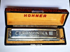 Hohner Chromonika Iii  Harmonica  No  280 64  16 Hole Key Of C  With Wood Case