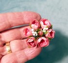 Dusty Pink Millinery Vintage Style 6 Tiny Cabbage Roses One Rose Bud 3 Stamen