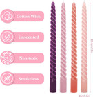 8pcs 10 Inch Pink Purple Gradient Color Spiral Taper Candles Dripless Twisted Wa