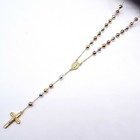18k Layered Real Gold Filled Multi Colors Rosary Necklace Cross 