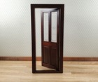Dollhouse Exterior Front Door With Windows 1 12 Scale Miniature Walnut Finish