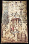Vtg Antique Flemish Wall Tapestry Romanticism Classical Country Castl Core 63x39