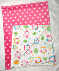 Petite L amour Owl Blanket Pink Flower White Tree Baby Girl Lovey Silky Soft