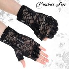 Women Black Lace Gloves Elegant Short Fingerless 1920s    