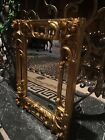 Vintage Ornate Gold Gilt Scroll Vanity Tray Wall Mirror   Hollywood Regency