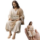 Jesus Sitting Statue Sculpture Resin Craft Desk Companion Figurine Unique Party