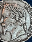 1867 A France 5 Francs  900 Silver Coin Circulated