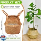 Qunclay Woven Seagrass Baskets Belly Basket Folding Boho Natural Plant Pot Wi