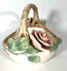 Vintage Fitz And Floyd Blushing Rose Basket Ceramic Porcelain  Great Condition 
