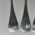 Antique Engraved Floral Cut Sterling Silver Spoon Set 5