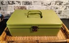 Vintage Wil-hold Wilson Mfg Sewing Box   Green Retro   Euc