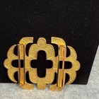 Vtg Designer Gold Tone Abstract Geometric Statement Belt Buckle Accent Disco 70s