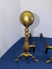 Vintage Pair Of Brass Cannonball Fireplace Andirons  Brass  Cast Iron  Sheffield