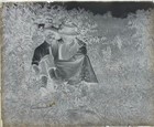 Antique Glass Plate Negative  Young Man In Women s Clothing W two Friends