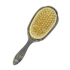 Vintage 40s Silver Tone Hair Brush Floral Embossed Vanity Brush 8   