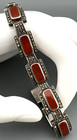 Vtg Hessonite Garnet Bracelet Sterling Silver Art Deco Panel Link 27 50 G Read