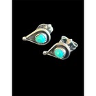 Vtg Southwestern Sterling Silver Turquoise Pear Teardrop Turquoise Earrings 925