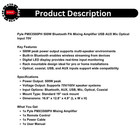 Pyle Pmx3500ph 500w Bluetooth Pa Mixing Amplifier Usb Aux Mic Optical Input 70v