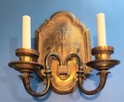 Pair Very Large Antique Sterling Bronze Co 2-arm Wall Sconces Rewired 