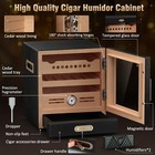 Cool Knight  Premium Cigar Humidor Cabinet  Holds 80-100 Cigars  Wood Grain 