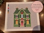 Christmas Village House Needlepoint Canvas 18 Mesh Pastel Green Wreath