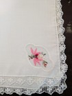 Vtg 50s Madeira Floral Organdy Linen Embroidered Napkins Lace Border Cottagecore