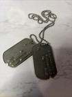 Pair Of 1950   s  Original Vintage Us  Army Soldier Id Dog Tags W chain Korea War