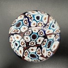 Vintage Murano Closepack Millefiori Art Glass Multicolor Paperweight Red Blue