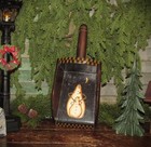 Primitive Vintage Christmas Tole Painted Snowman Wooden Antique Grain Scoop