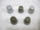 5 Vintage Collectible Sewing Thimbles Brass Silver Aluminum Thread Needles Cabin